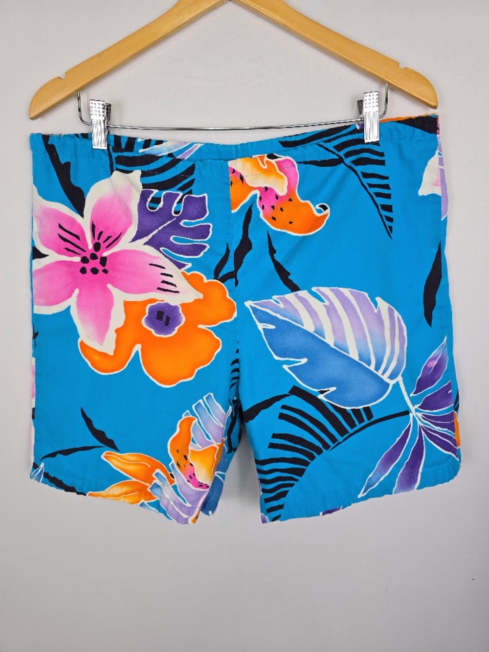 Vintage 80s Surf Line Hawaii Original Jams Tropical Floral Swim Shorts L